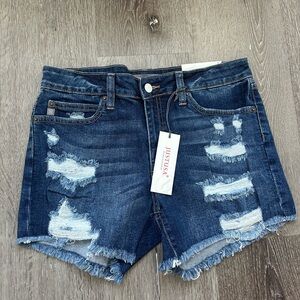 Just USA Mid Rise Distressed Denim Shorts Size L Medium Wash